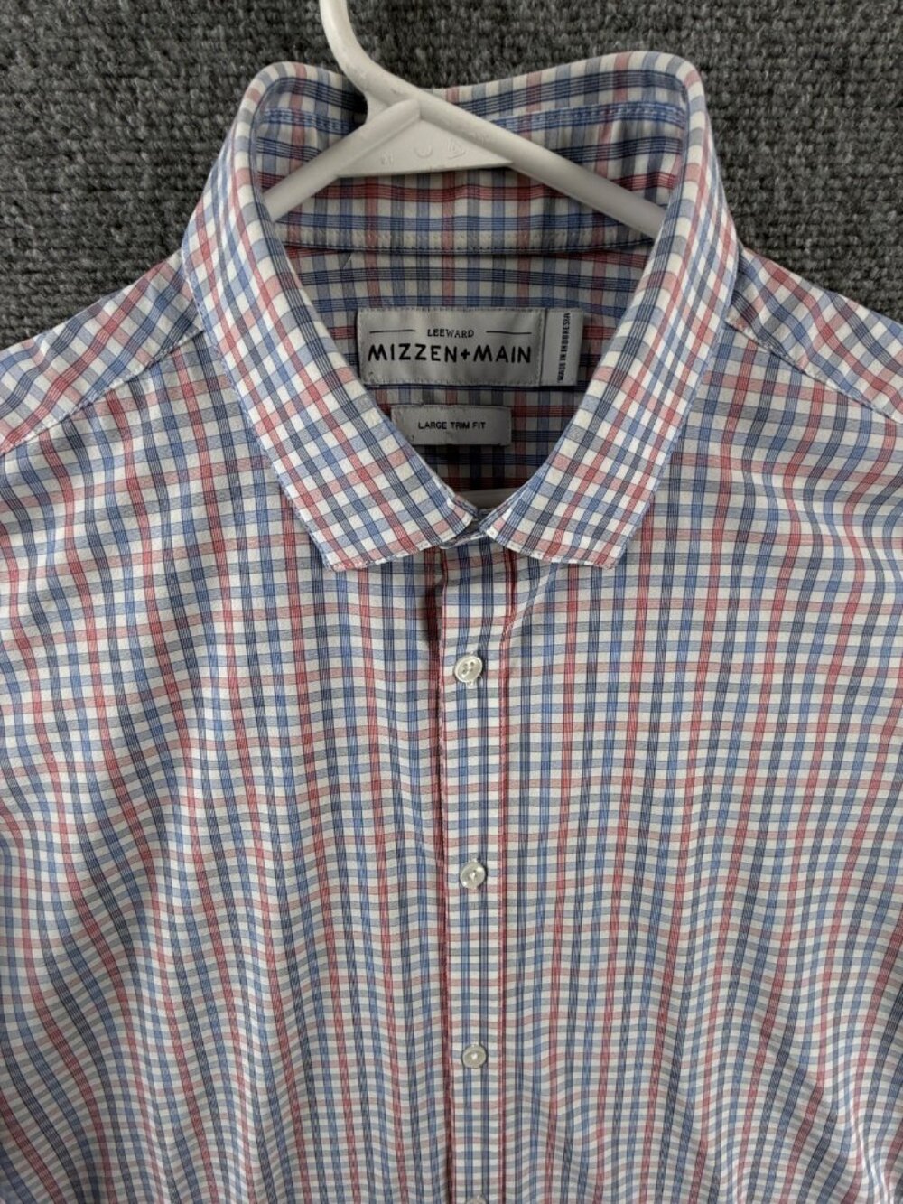 Mizzen Main Blue Red Leeward Polyester Spandex Large Check Trim Mens Button Up